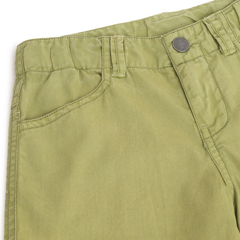 Boys Medium Green Solid Shorts image number 2